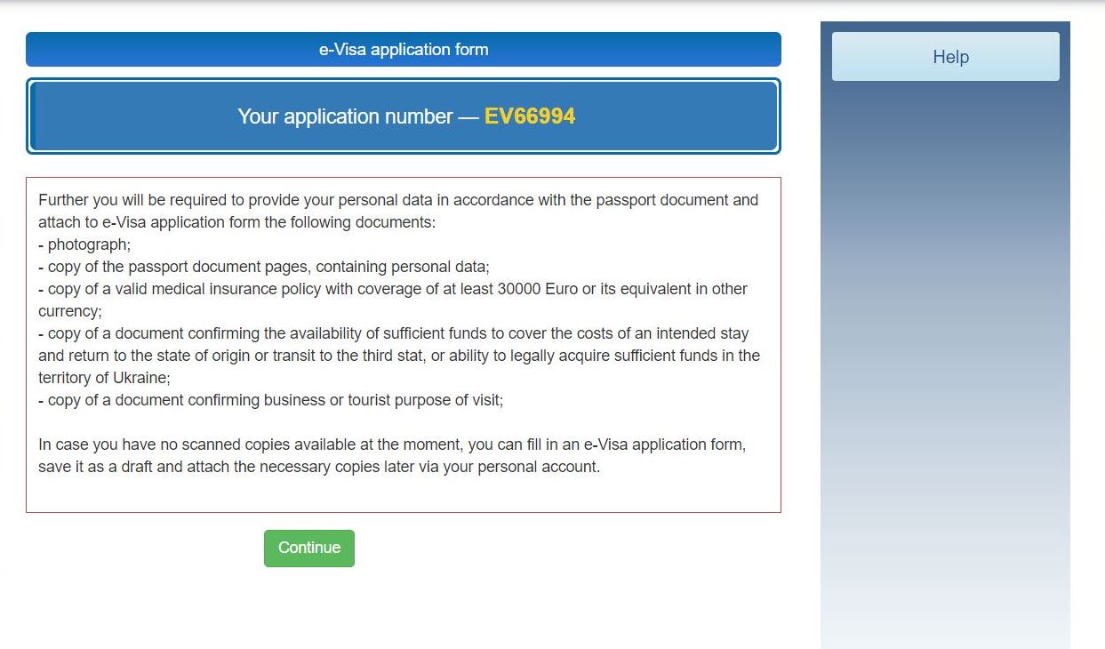 e-Visa application form